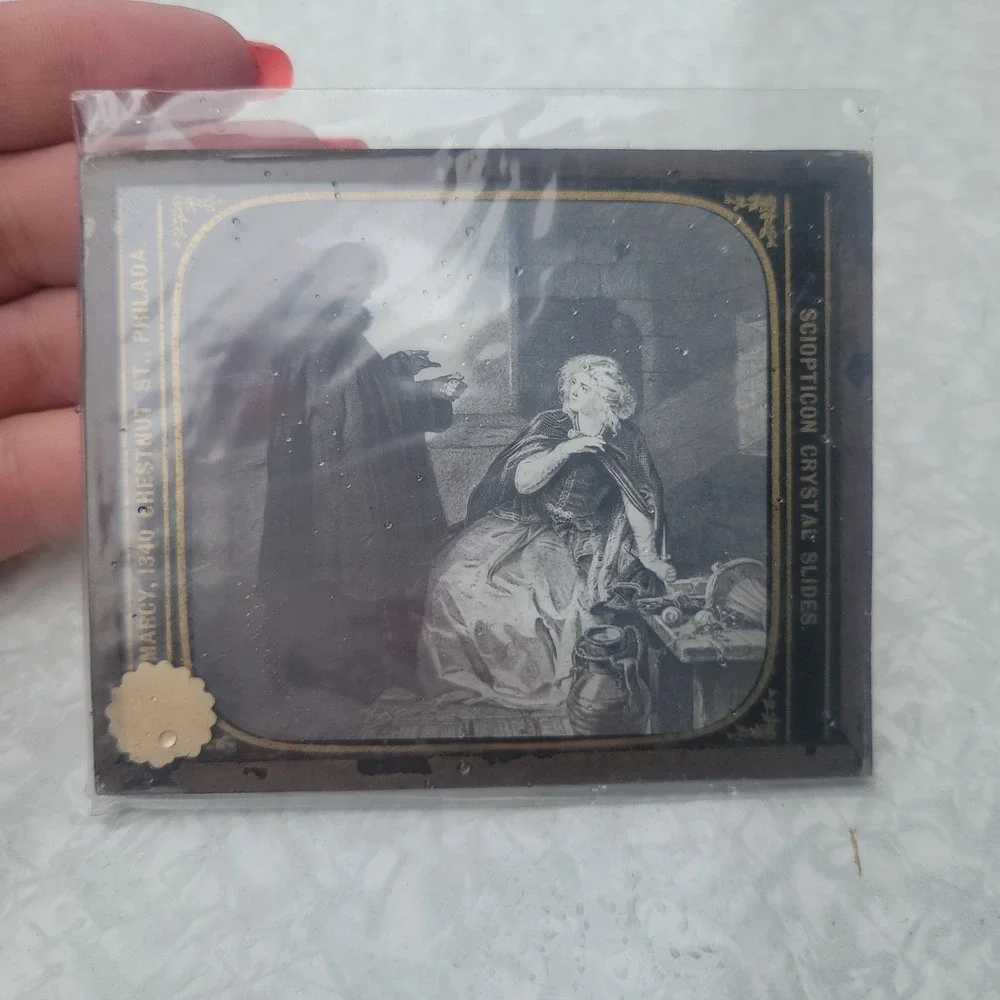 Lot of Six Antique Lantern Glass Slides Philadelphia NYC Scopticon Crystal